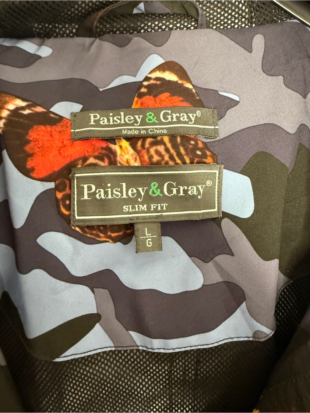 Paisley &Gray Blue Camouflage Raincoat with Butterfly Print - Picture 2 of 7